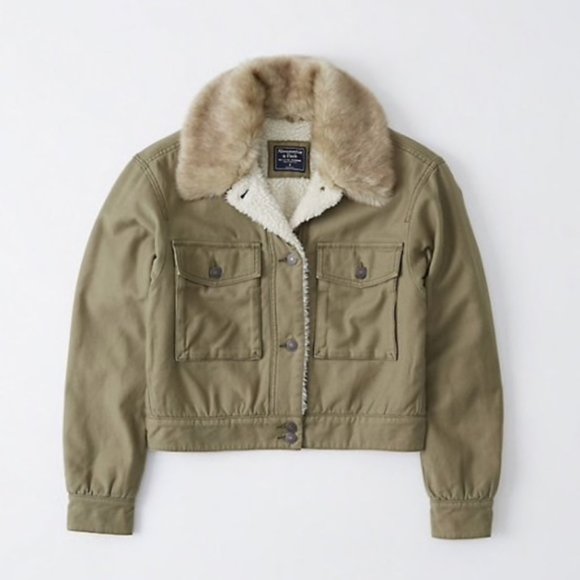 Abercrombie & Fitch Jackets & Blazers - Abercrombie Faux Fur Sherpa-Lined Twill Jacket XS